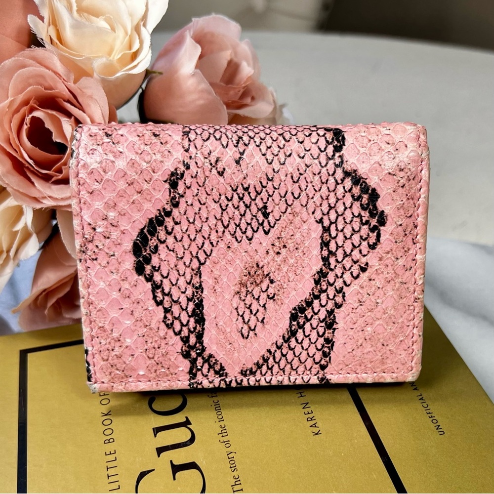 Gucci Marmont Pink Python Leather Compact Wallet - image 2